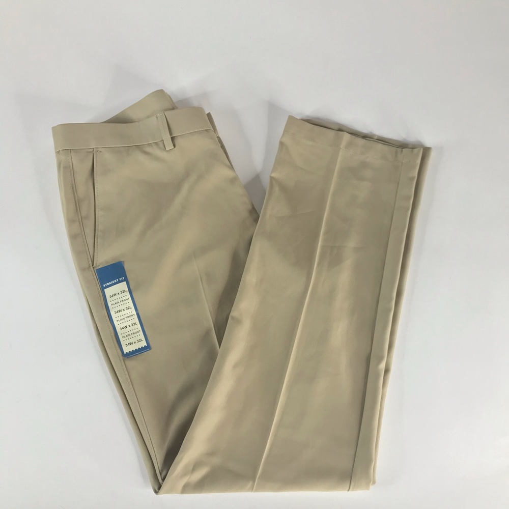 Haggar Clothing Tan Micro-fiber Slacks Men 34Wx32L